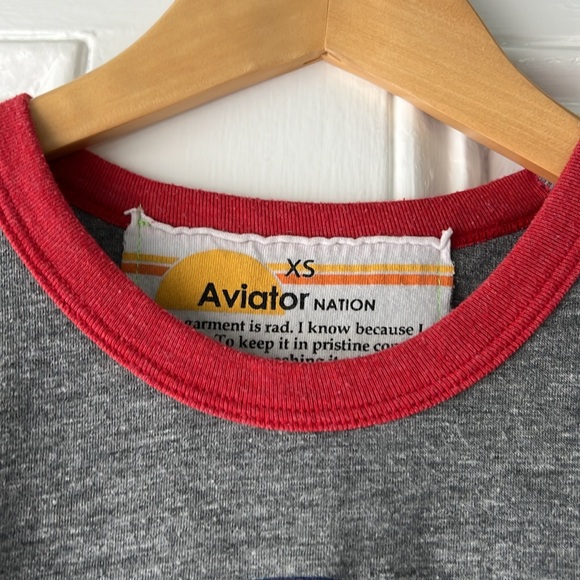 Aviator Nation Rainbow 🌈 Ringer Tee Shirt - Picture 5 of 5